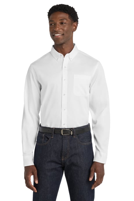 Front view of Long Sleeve SuperPro React Twill Shirt