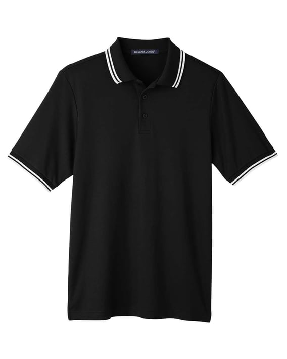 Front view of CrownLux Performance® Plaited Tipped Polo