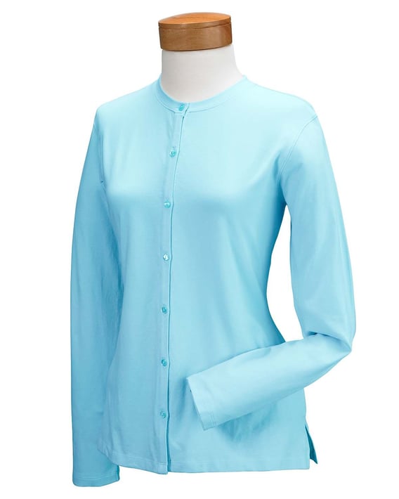 Front view of Ladies’ Stretch Jersey Long-Sleeve Cardigan