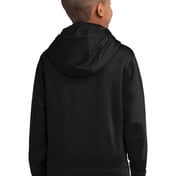 Back view of Youth Sport-Wick® Fleece Hooded Pullover