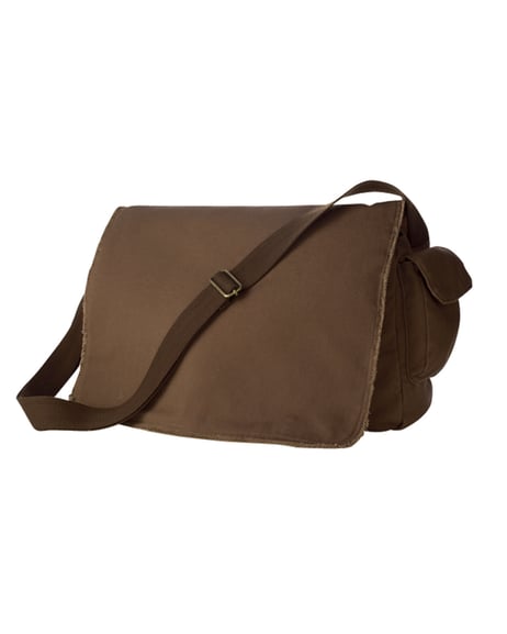Frontview ofPigment-Dyed Raw-Edge Messenger Bag