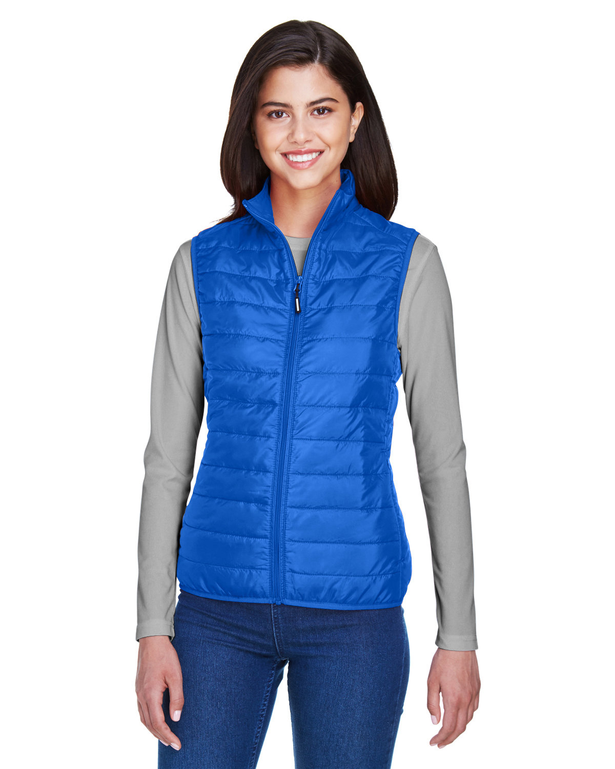 Front view of Ladies’ Prevail Packable Puffer Vest