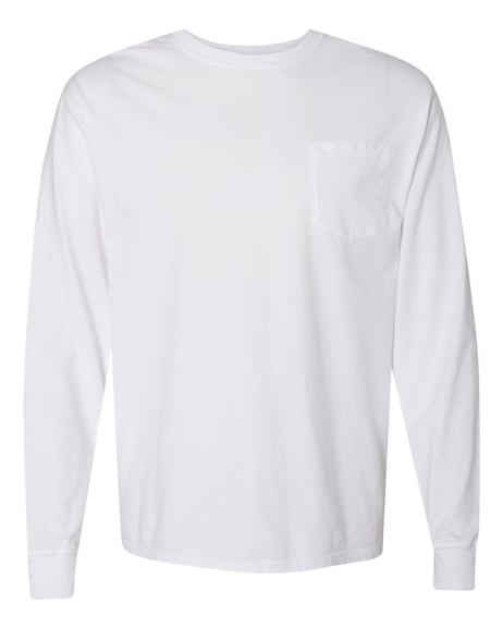 Front view of Garment-Dyed Long Sleeve T-Shirt With A Pocket