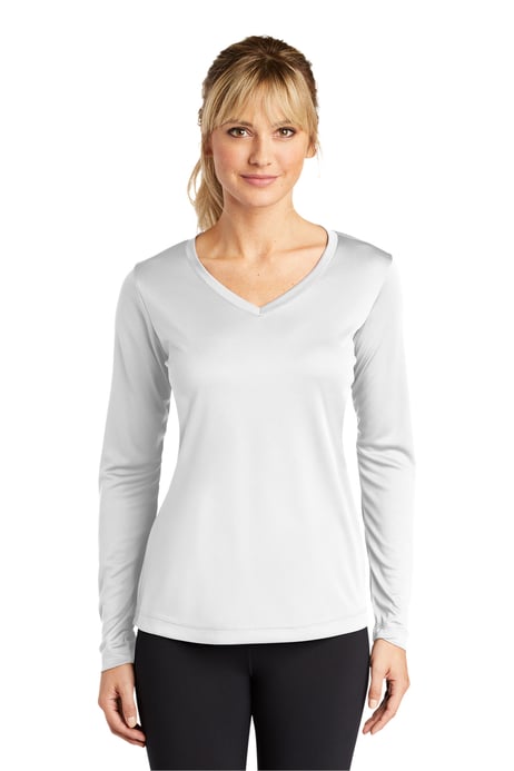 Front view of Ladies Long Sleeve PosiCharge® Competitor V-Neck Tee