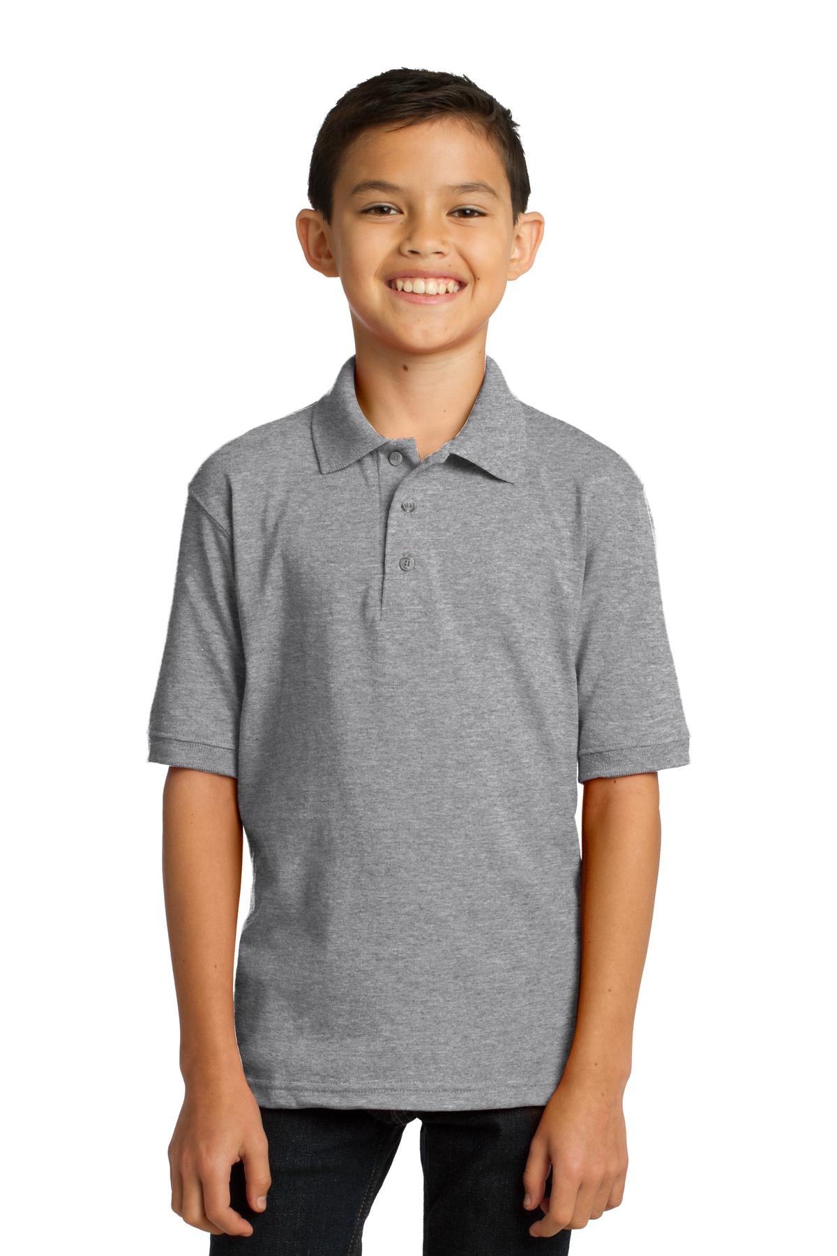 Front view of Youth Core Blend Jersey Knit Polo