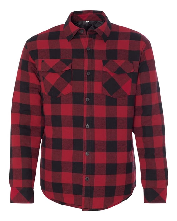 Front view of Quilted Flannel Shirt Jacket