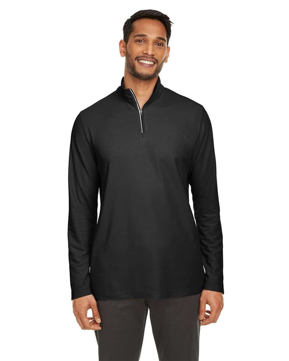 Front view of Fusion ChromaSoft™ Pique Quarter-Zip Pullover