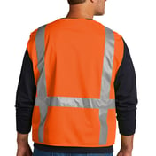 Back view of ANSI 107 Class 2 Mesh Six-Pocket Zippered Vest