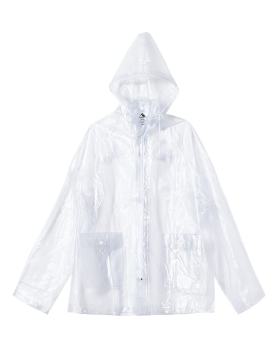 Side view of Clear Hooded Rain Jacket
