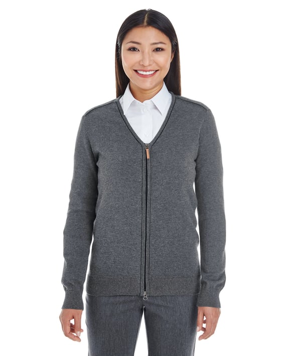 Front view of Ladies’ Manchester Fully-Fashioned Full-Zip Cardigan Sweater