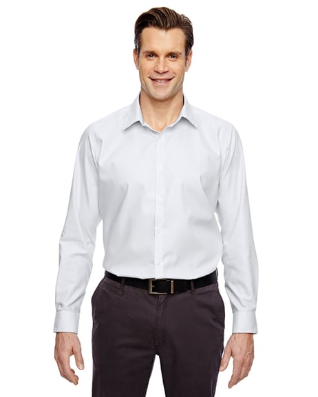 Front view of Men's Precise Wrinkle-Free Two-Ply 80's Cotton Dobby Taped Shirt