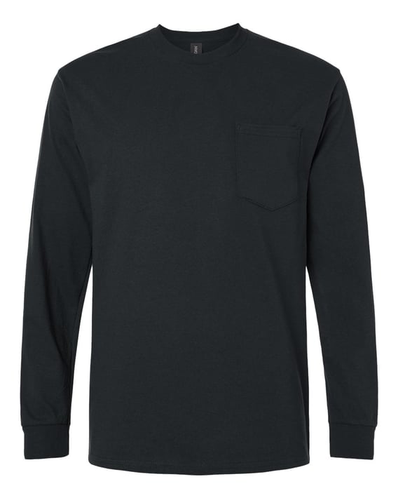 Front view of Ultra Cotton® Long Sleeve Pocket T-Shirt