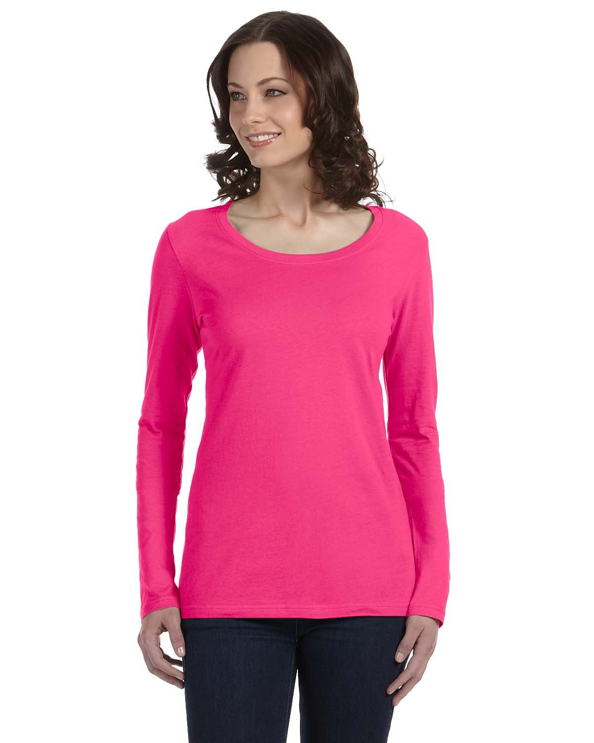 Front view of Ladies’ Featherweight Long-Sleeve Scoop T-Shirt