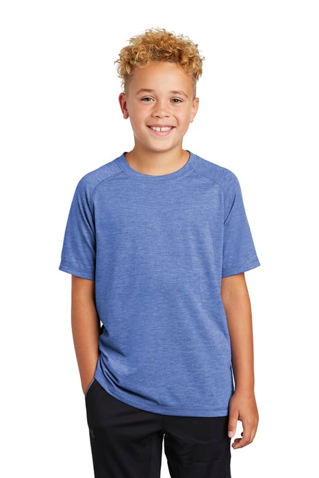 Front view of Youth PosiCharge ® Tri-Blend Wicking Raglan Tee