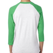 Back view of Unisex Triblend 3/4-Sleeve Raglan