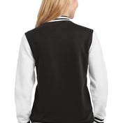 Back view of Ladies Fleece Letterman Jacket
