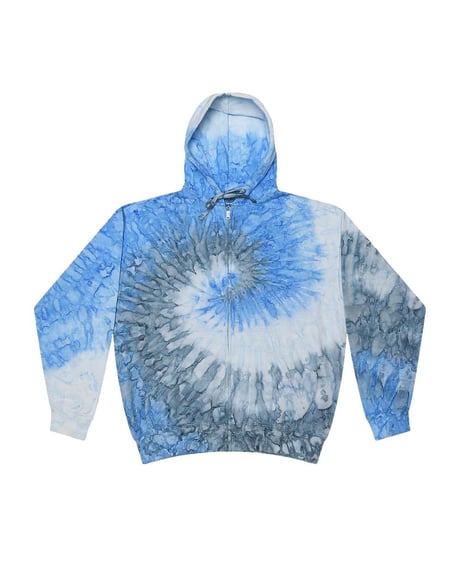 Front view of Tie-Dyed Full-Zip Hooded Sweatshirt