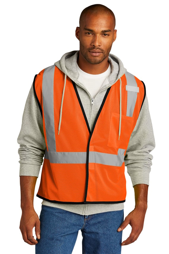 Front view of ANSI 107 Class 2 Economy Mesh One-Pocket Vest