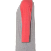 Side view of Triblend Three-Quarter Raglan Baseball T-Shirt