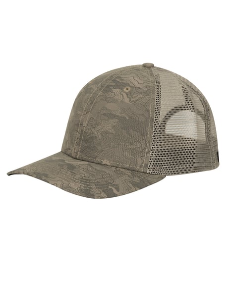 Frontview ofStructured Mid Profile Camo Print Trucker Hat