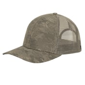 Front view of Structured Mid Profile Camo Print Trucker Hat