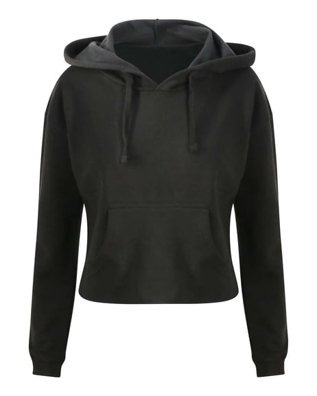 Front view of Women's Girlie Cropped Hooded Fleece With Pocket
