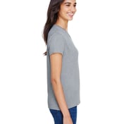 Side view of Ladies’ Topflight Heather V-Neck T-Shirt