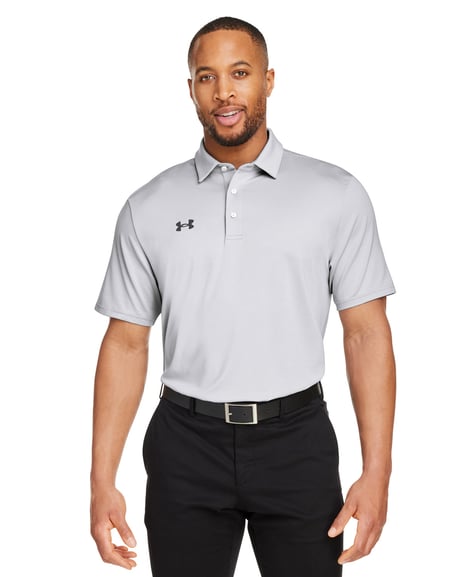 Front view of Destin Drive Striped Performance Polo