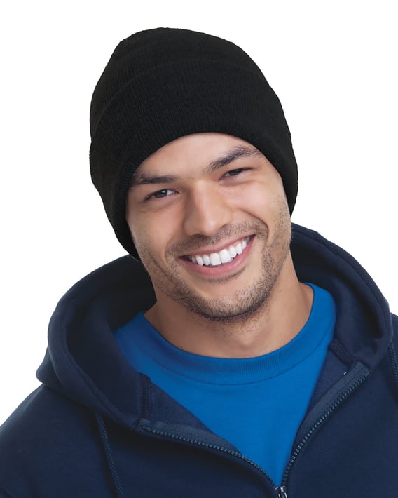 Front view of USA-Made 12” Knit Cuffed Beanie