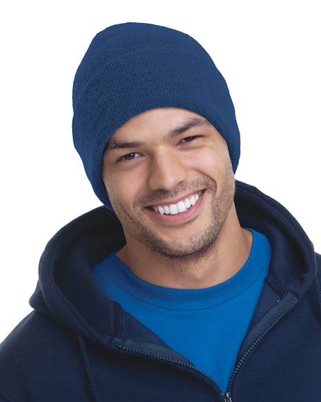 Front view of USA-Made 12'' Knit Cuffed Beanie
