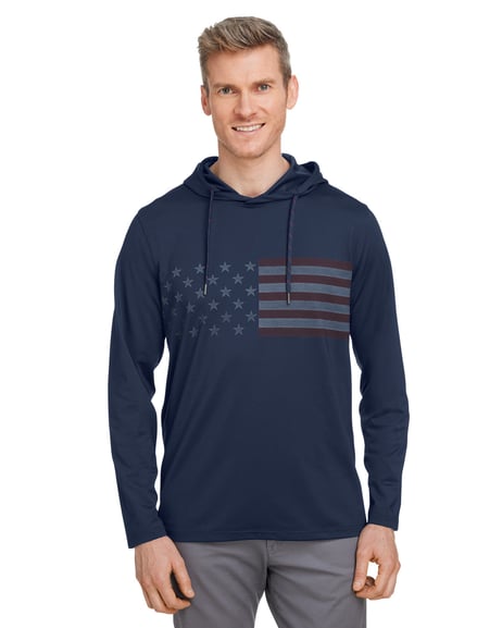 Front view of Volition Patriotic Hooded Pullover