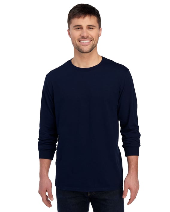 Front view of Premium Blended Ringspun Long Sleeve Crewneck T-Shirt