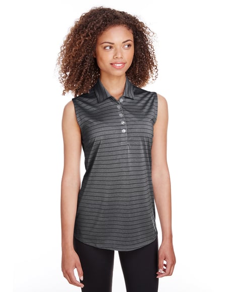 Front view of Women's Rotation Stripe Sleeveless Polo
