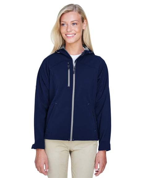 Front view of Women's Prospect Two-Layer Fleece Bonded Soft Shell Hooded Jacket