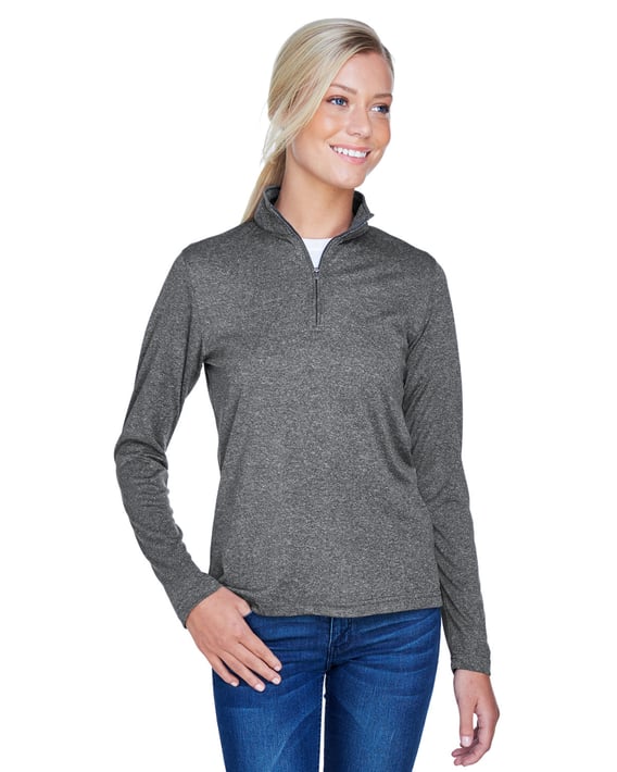 Front view of Women’s Cool & Dry Heathered Performance Quarter-Zip