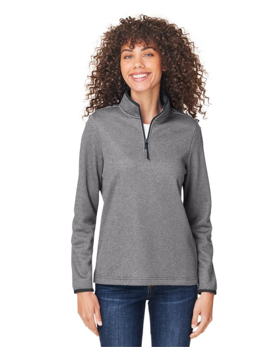 Front view of Women’s Venture Heathered Stripe Quarter-Zip Pullover