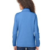 Back view of Women’s Venture Heathered Stripe Quarter-Zip Pullover