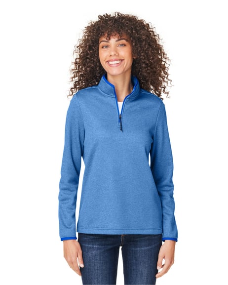 Front view of Women's Venture Heathered Stripe Quarter-Zip Pullover