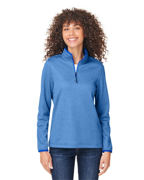 Front view of Women’s Venture Heathered Stripe Quarter-Zip Pullover