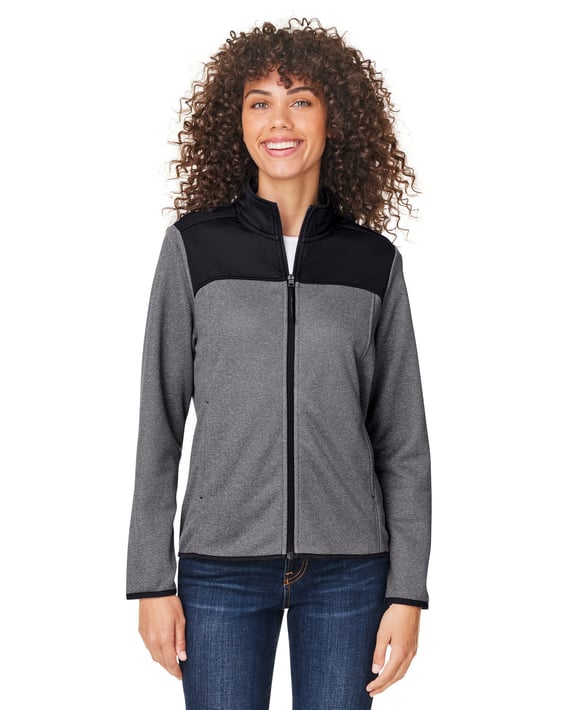 Front view of Women’s Venture Heathered Stripe Hybrid Jacket