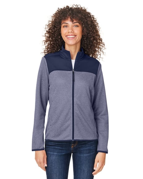 Front view of Women's Venture Heathered Stripe Hybrid Jacket