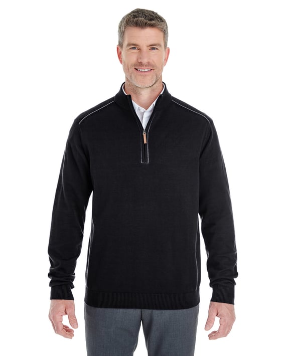 Front view of Manchester Fully-Fashioned Quarter-Zip Pullover Sweater