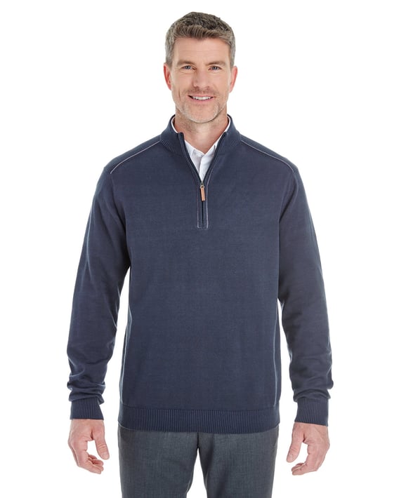 Front view of Manchester Fully-Fashioned Quarter-Zip Pullover Sweater