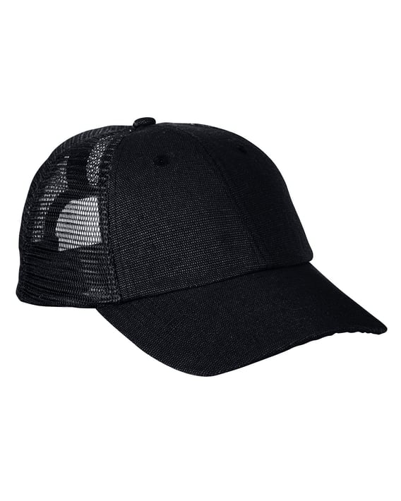 Front view of Washed Hemp Soft Mesh Trucker Cap