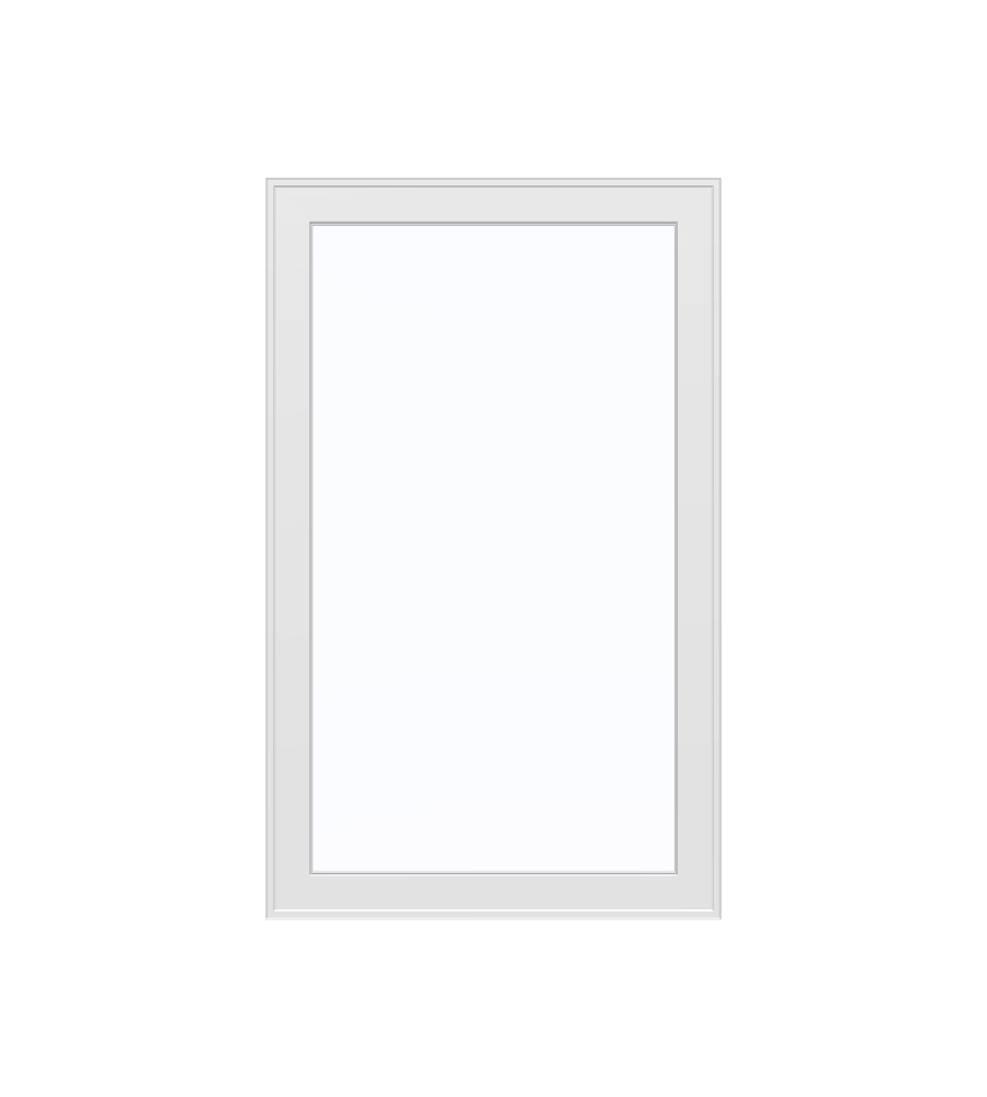Configured white 32 by 52 inch right-hinged casement window without grilles