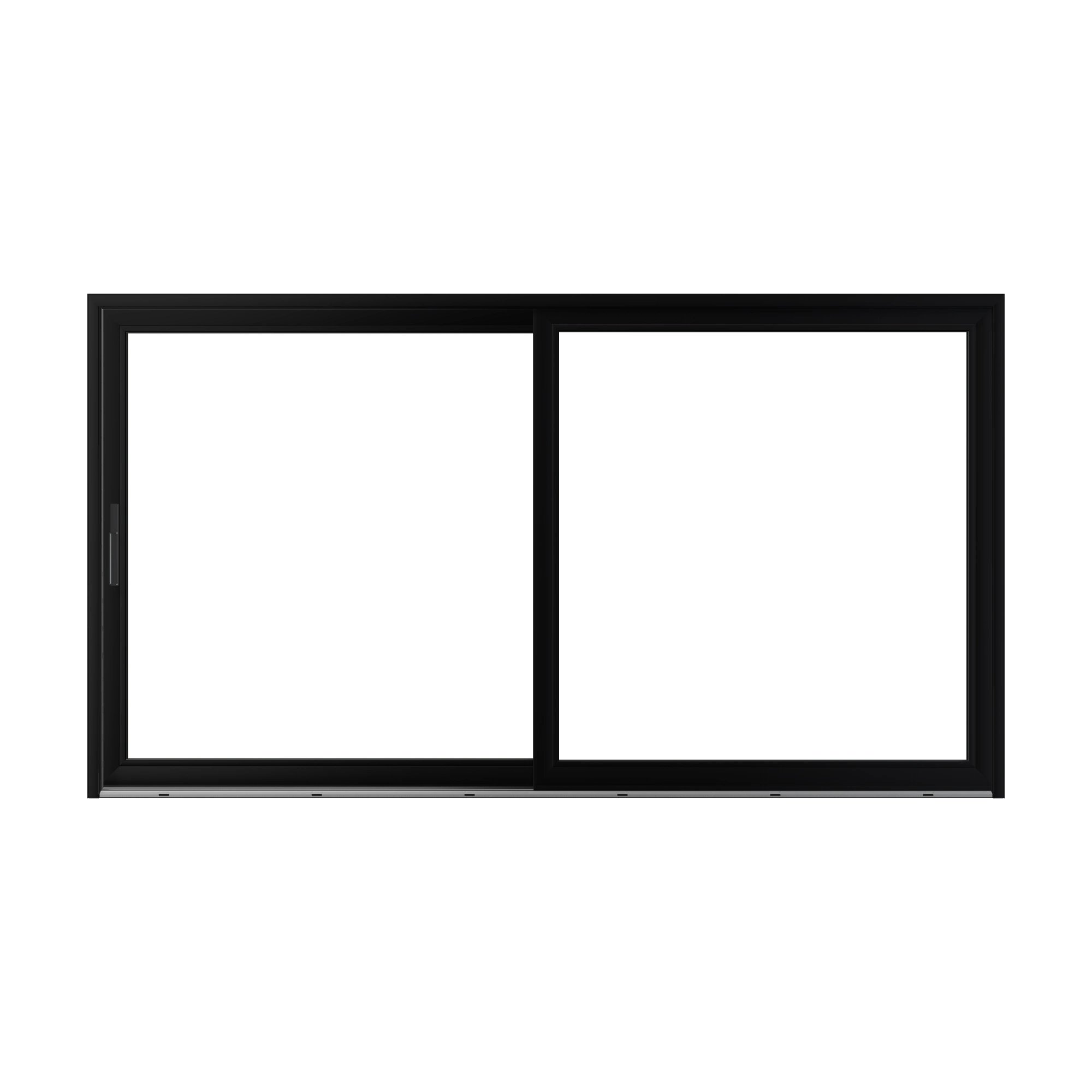 Straight exterior view of Amalfi 144 × 79.25 inch 2-Panel LO Vinyl Sliding Patio Door — Black / White