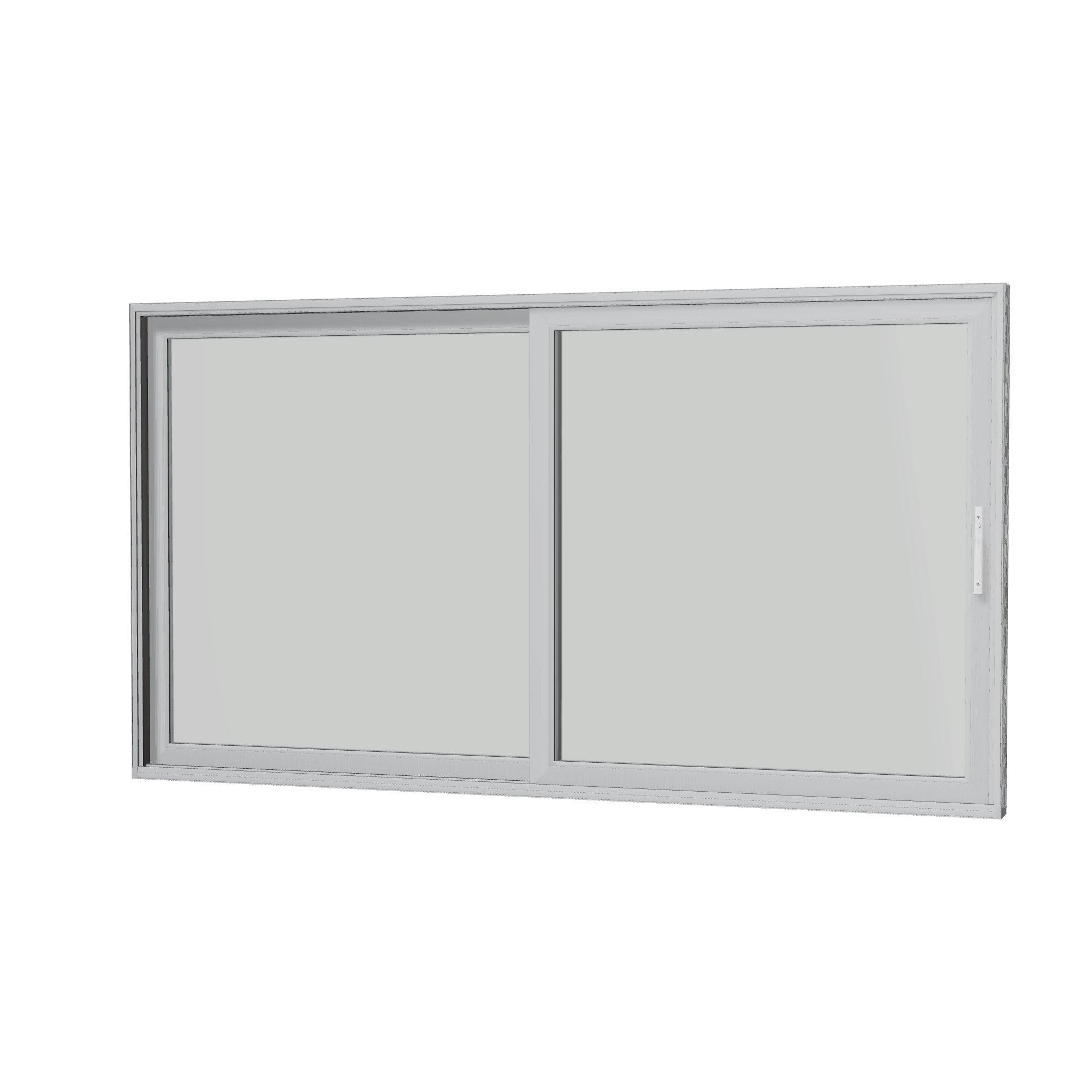 Angled interior view of Amalfi 144 × 79.25 inch 2-Panel LO Vinyl Sliding Patio Door — Black / White
