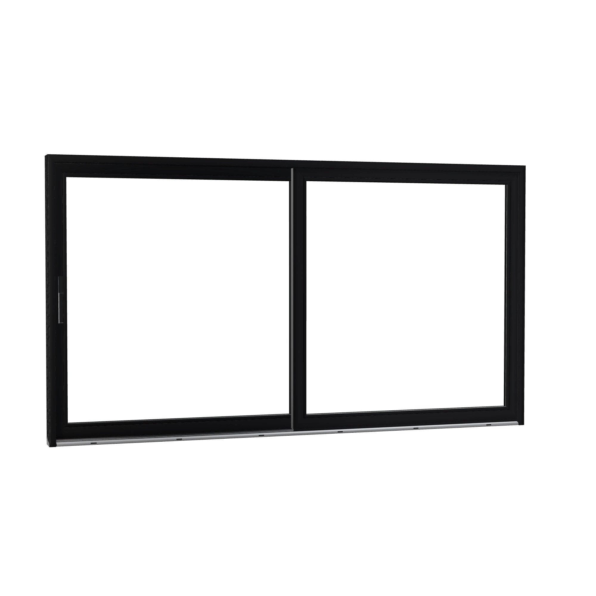 Opposite exterior angle of Amalfi 144 × 79.25 inch 2-Panel LO Vinyl Sliding Patio Door — Black / White