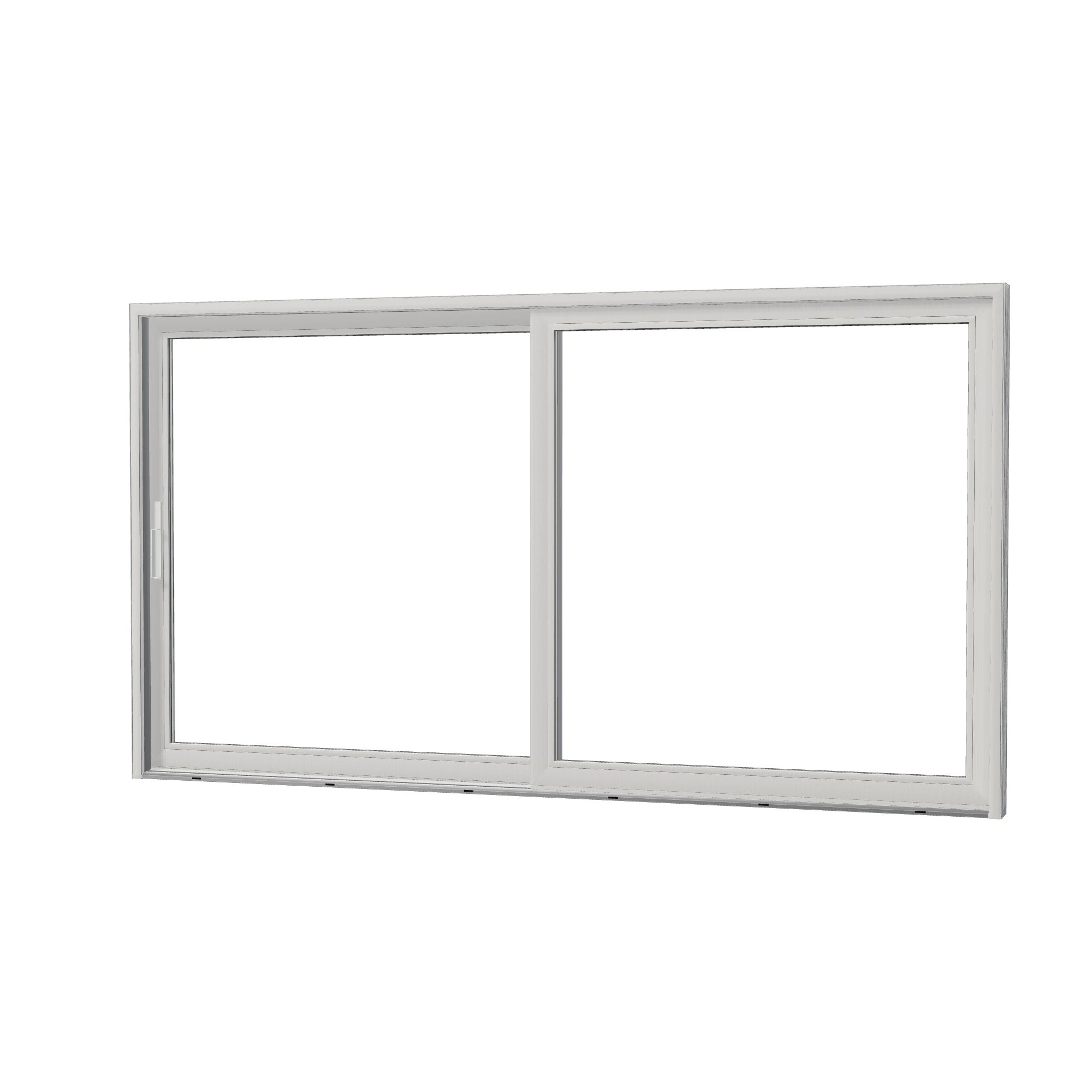 Angled exterior view of Amalfi 144 × 79.25 inch 2-Panel LO Vinyl Sliding Patio Door — White / White