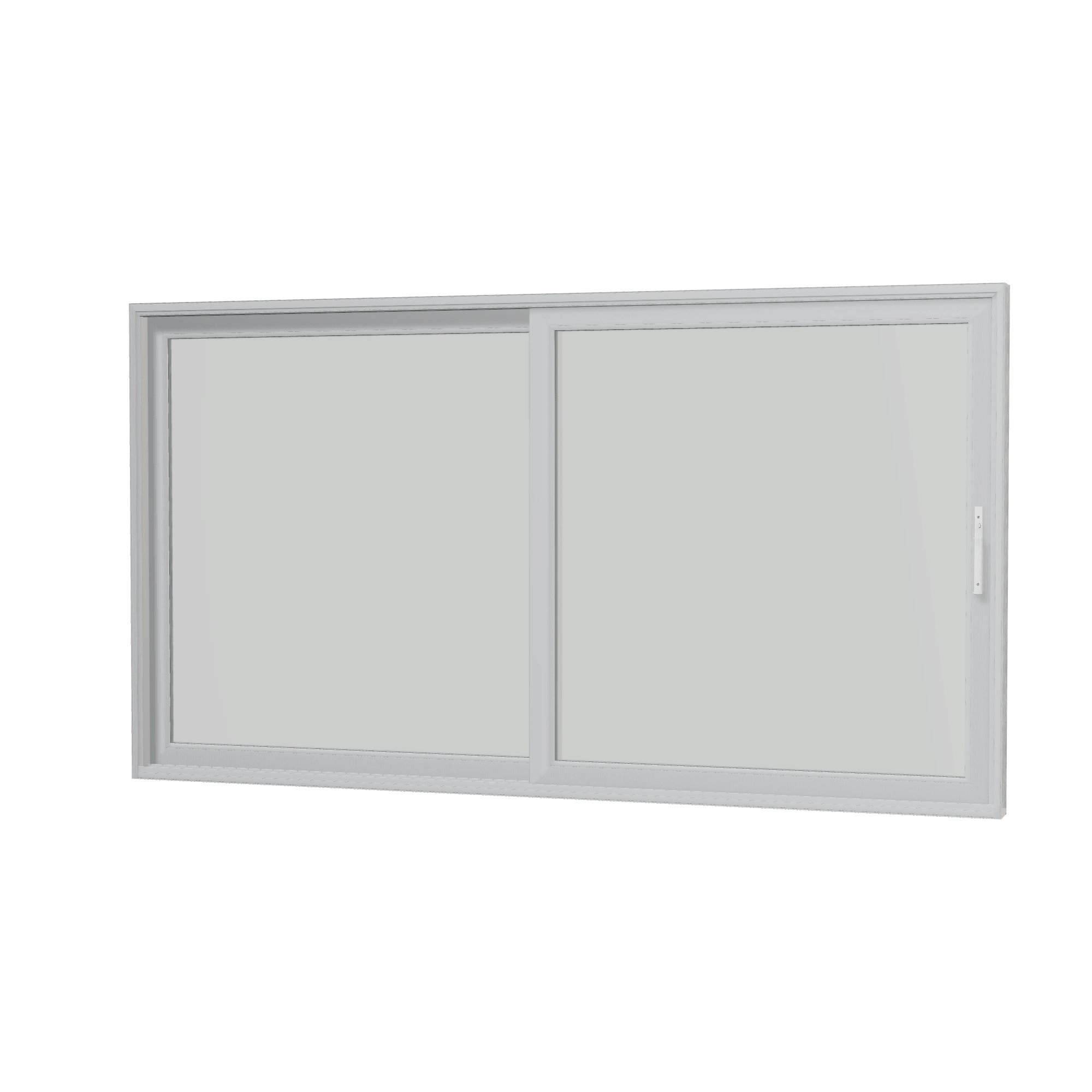 Angled interior view of Amalfi 144 × 79.25 inch 2-Panel LO Vinyl Sliding Patio Door — White / White
